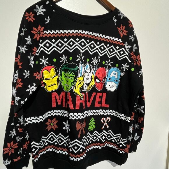 Marvel men’s Multicolor Avengers Christmas Raglan Long Sleeve Sweatshirt XL - Picture 3 of 9